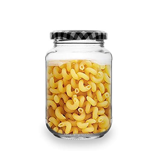 Image of Croco Glass Jar Round Shape Storage Glass Jar (Black Check Set Of 12, 500ml)