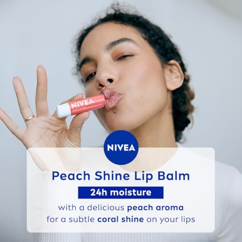 Image of NIVEA Lip Balm, Fruity Peach Shine,4.8 g (Pack of 1)