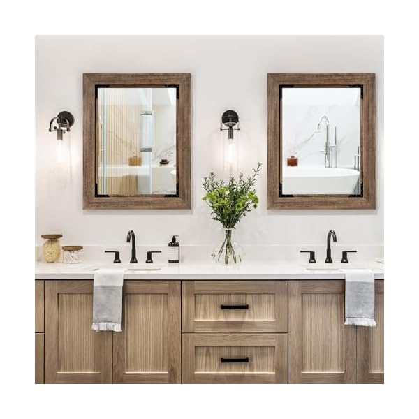   28x36-Solid-Wood-Bathroom-Mirror-Tempered-Glass-for-Wall-Mounted-Rustic-Wood-Frame-Wall-Mirror-Decorative-for-Living-Room-Bedroom-Vanity-Mirror-Rustic-Brown
