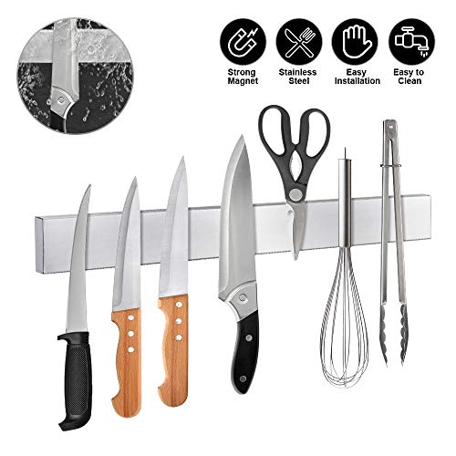 Ninonly Barra Magnetica per Coltelli Portacoltelli Magnetico in Acciaio Inox da 40cm(16inch), Barra Magnetica Portacoltelli Adesiva, Striscia Banda Pensile per Bistecca/Cuoco/Coltelli da Cucina - immagine 4