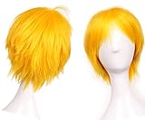 S-noilite Women Mens Male Short Yellow Costume Wig Unisex Anime Cosplay Cartoon Comic Party Straight Synthetic Hair Full Wigs Halloween Fancy Shaggy Style