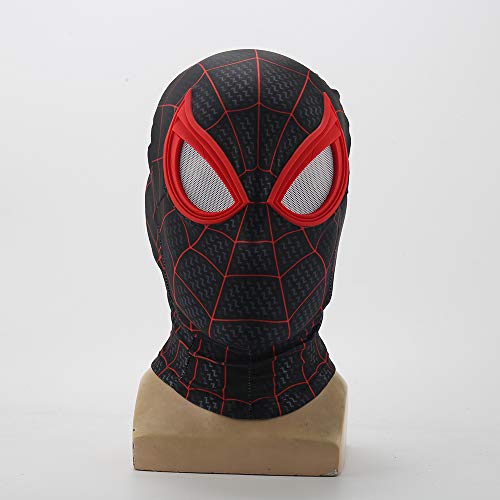 insp YK Spider-Man Mask Miles Morales Mask Cosplay Halloween Hood Elastic Tights Film and Apparel Children Mask Adult Spider-Boy (Adult)