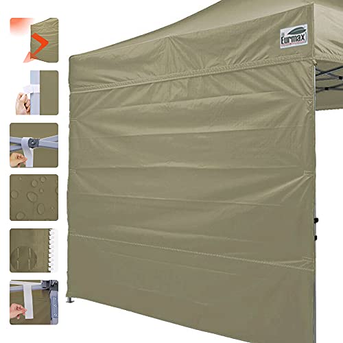 Image of Eurmax USA 10x10 Pop Up Canopy SunWall-UV Protection for Tents,Blocks Sunlight&Wind,Water Resistant Side Wall Only,Easy Hook & Loop Installation,Fit for 10FT Straight Leg Shelters&Gazebo,Khaki
