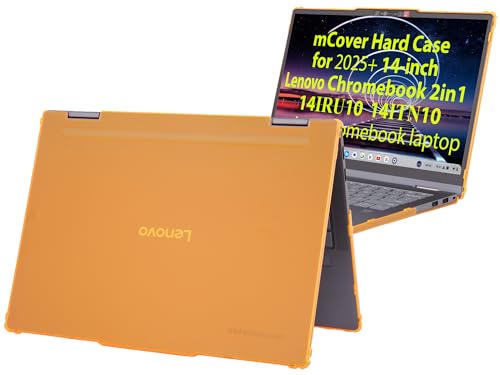 Funda rígida translúcida mCover para portátiles Lenovo Chrome 2 en 1 14IRU10 de 14" naranja