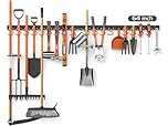 HORUSDY 64 inch Garden Tool Storage | Garden Tool Rack | Wall Mount Tool Organiser | Hangers for Mop and Broom Holder Shovel, Rake, Broom Etc.