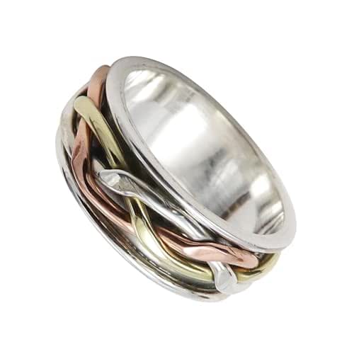 JEWELSTREZORO Granaat Edelsteen Spinner Ring Mannen En Vrouwen Spinner