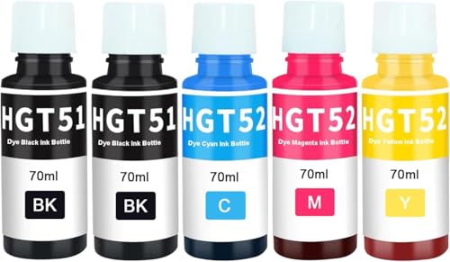 Doree Botellas de tinta compatibles GT51/GT52 para HP DeskJet GT 5810 y 5820 (Paquete de 5: 2 x negro, 1 x cian, 1 x magenta, 1 x amarillo) 🔥