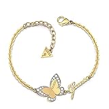 pulseras acero quirurgico hombre rosario Acero inoxidable Pulsera Guess Love Butterfly acero inoxidable quirúrgico logo chapada oro UBB78050-S [AC1120]