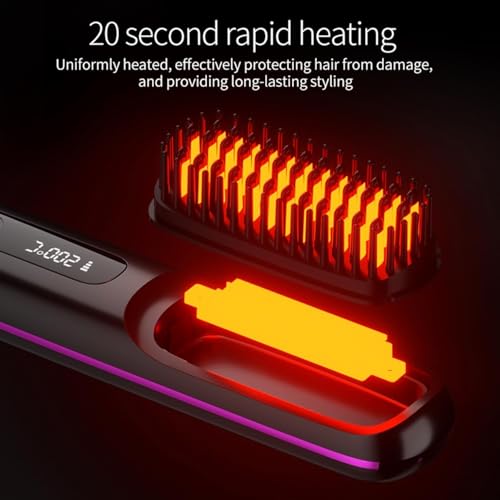 Cepillo de pelo liso inalámbrico Go Brush Pro negro con carga tipo C 3