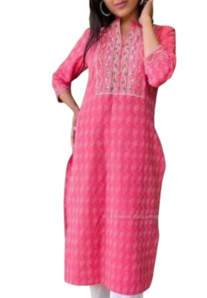 Image of Stylish Women Straight Fit Kurti with Traditional Modern Fusion Design for Everyday Fashion Appeal