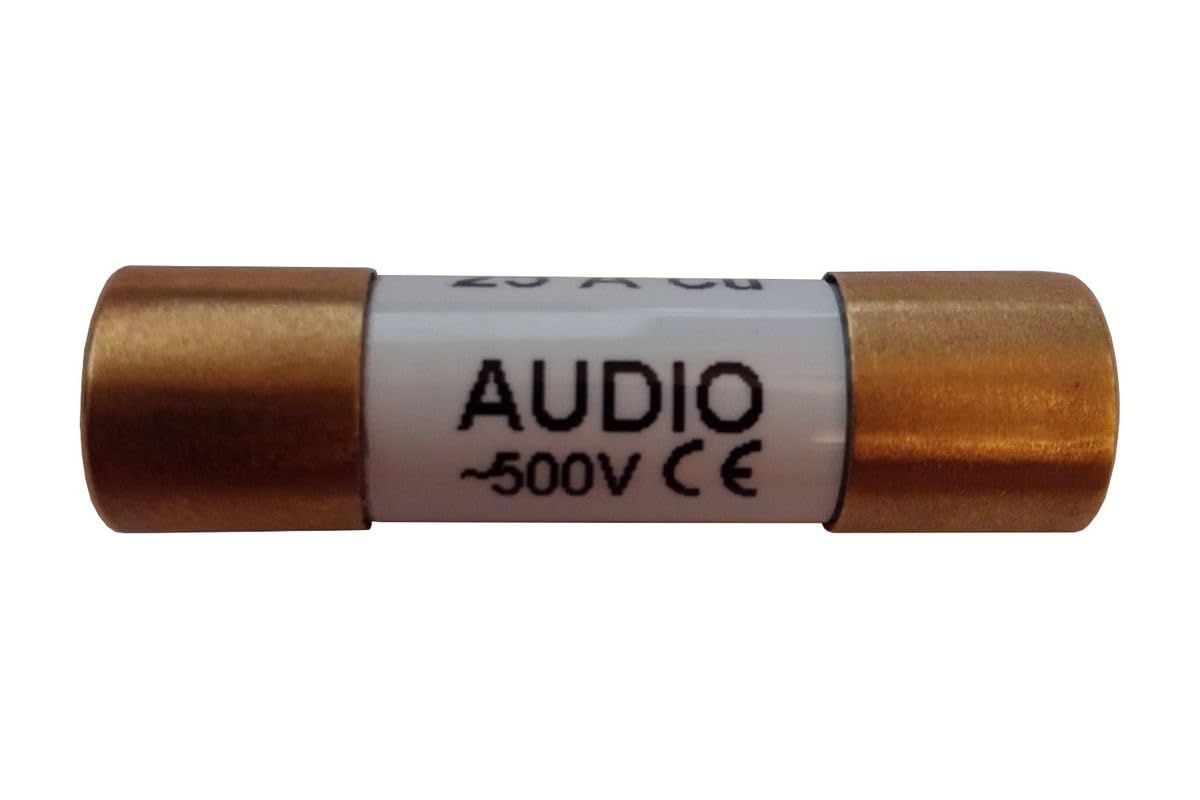 AHP Zylindrische Audio-Sicherung mit CE für Klangmodule 10X38 mm | Stromstärke: 16 Ampere | Kappen: Gold