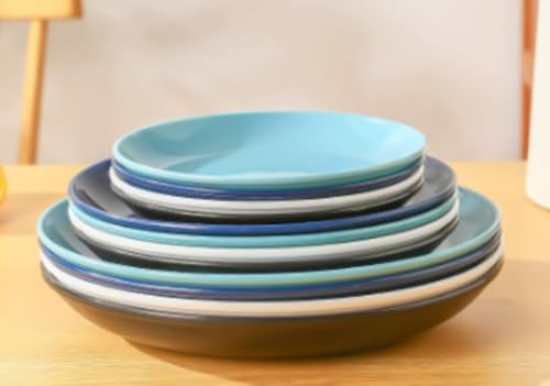 Ambety 北欧風パーティープラスチック食器皿 カラー DIY ベビー誕生日パーティーデコレーション皿 家庭用骨吐き皿 子供安全プラスチック皿 使い捨て/リピート使用可能パーティー食器 清新風スナックフルーツ皿 (セットC)