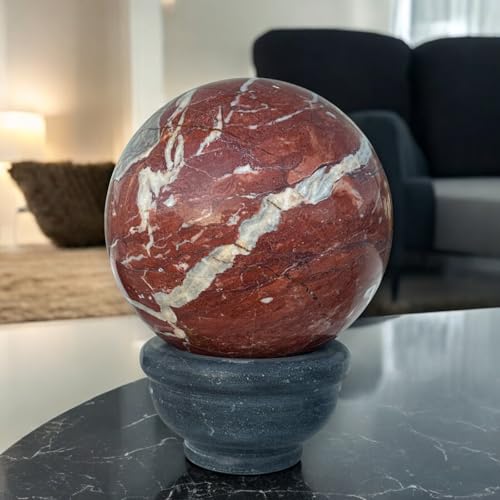 Art Sculpture de Table en Marbre Rouge de France Luxe Ø 20cm