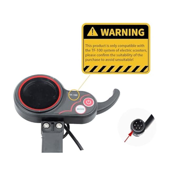 Wokyo TF-100 6 Pin LCD Display for Electric Scooter Dashboard, 36-60V Speed Adjustable Scooter Speedometer with Key, Waterproof Thumb Throttle Replacement