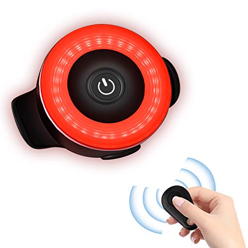 Bicycle Tail Light,Qcute Rechargeable Safety LED Light for Biker with Remote Control Warning Lights for Bike Running Walking Pet Runner Cycling Roadside Warning Traffic Advisor Light