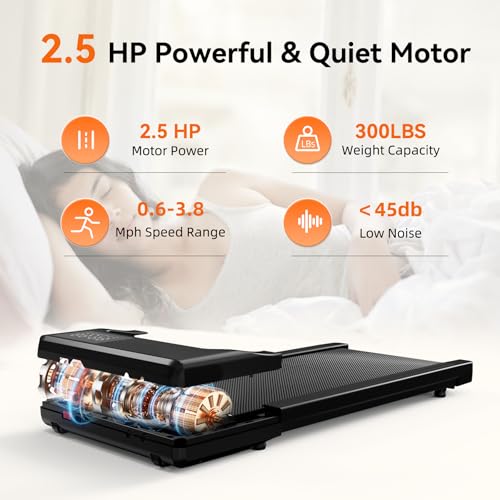 SupeRun Walking Pad, Under Desk Treadmill, 3 in 1 Portable Treadmill with Remote Control LED Display, 2.5 HP Quiet Walking Jogging Machine for Office Home Use, 300 Lbs Capacity
