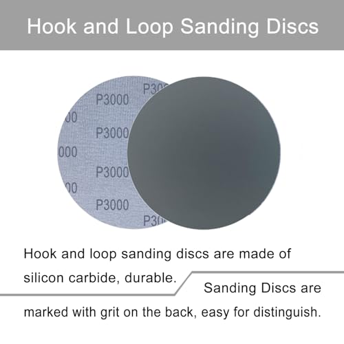 Image of 6 Inch 50 Pcs Wet Dry Sanding Discs Hook and Loop, 3000 Grit Sandpaper Automotive Wood Metal Polishing & Sanding, Silicon Carbide Sand Paper for Random Orbital Sander (Grit 3000)
