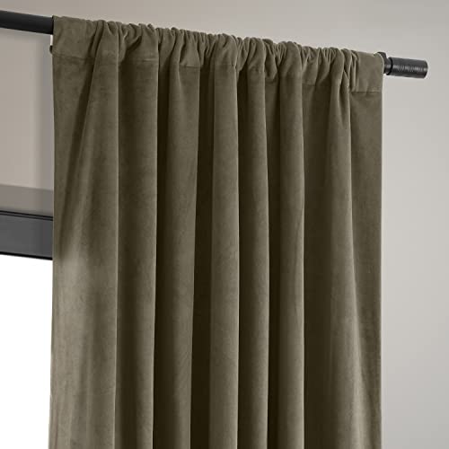 HPD Half Price Drapes Signature Velvet Thermal Blackout Curtains for Living Room 120 Inch Long (1 Panel) Rod Pocket Insulated Blackout Curtains for Bedroom Window Curtains, 50W x 120L, Denver Taupe