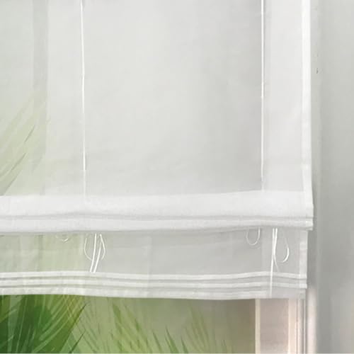 1er-Pack Raffrollo mit Schlaufen Gardinen Voile Transparent Vorhang (BxH 140x155cm, weiß)