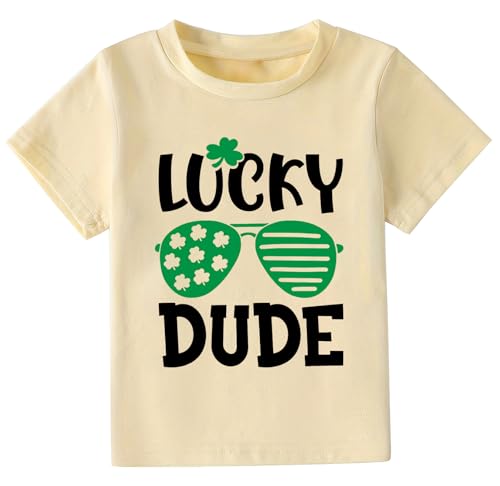 Chipeler Toddler St. Patrick's Day Tops Baby Boys Girls Glasses Luck Dude Shamrock Shirts Kids Cotton Short Sleeve T-Shirts 7T