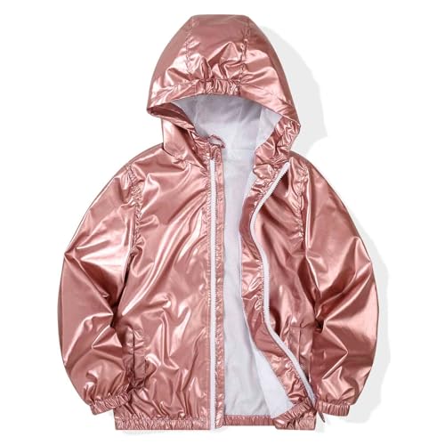 SUNDAY ROSE Girls Windbreaker Jackets Lightweight Water Resistant Coat Outwear with Hooded for Kids