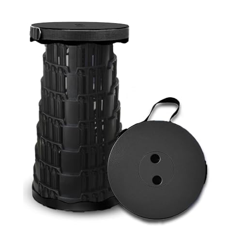 Upgraded Folding Camp Chair and Stool - Portable, Collapsible Seat or Foot Rest for Outdoor Fishing, Hiking, Gardening, Travel, BBQ - Max 400lbs (Black)