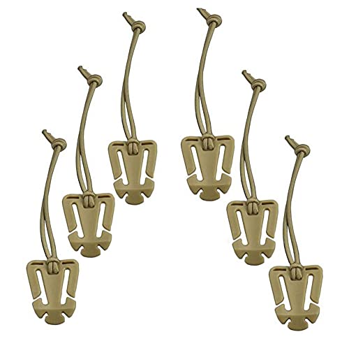 Jadedragon Multipurpose Tactical 360 Rotation D-Ring Clips/Locking Carabiner/Hydration Tube Clips/Elastic String Strap Management Tool for MOLLE Webbing Attachment Backpacks (K-Tan)