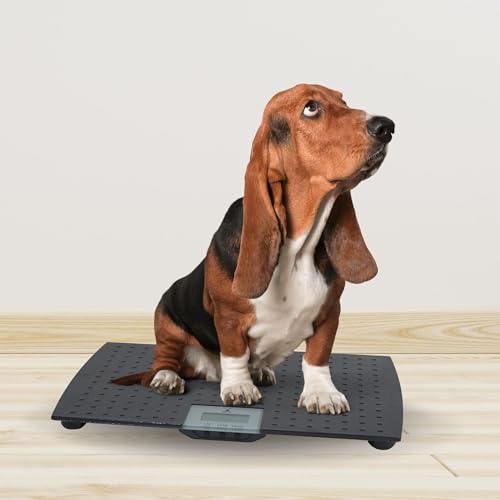 Redmon Digital Dog Scale for Large Pet & Animal with Non-Skid Mat, 225 Lb Capacity, Black - Portable Weighing Scale for Dogs, Puppies, Cats, and Livestock