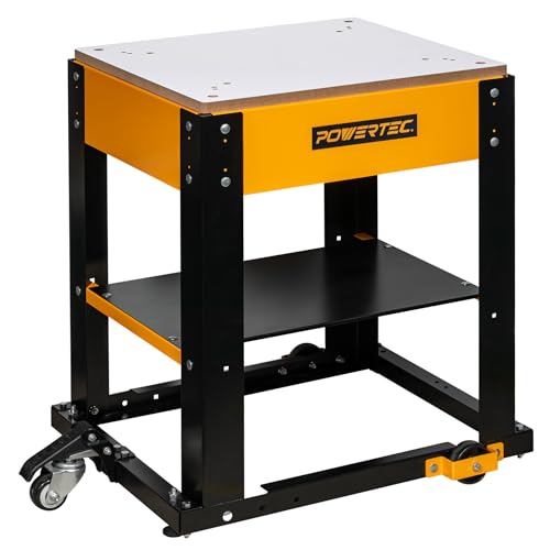 POWERTEC Tool Stand with Wheels, Casters & Melamine MDF Table Top, Power Tool Stand for Miter Saw, Drill Press, Belt Sander, Bench Grinder, Band Saw, Scroll Saw, Planer (UT1008V)