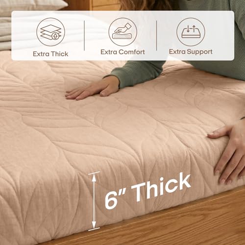 Image of ZonLi Japanese Floor Mattress Futon Mattress King Size, 6 inch Thicken Roll Up Tatami Mat 100% Cotton Washable Cover, Portable & Foldable Floor Bed Mattress for Sleeping, Dormitory, Adult, Coffee