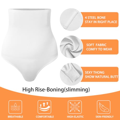 Image of Werena Tummy Control Thong Shapewear for Women High Waisted Body Shaper Panties Shaping Thong Girdle Underwear