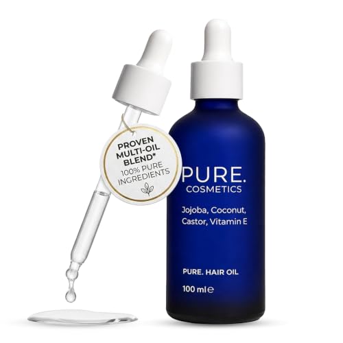 PURE. Cosmetics Scalp & Hair Oil Repair Treatment with Castor Jojoba Coconut & Vitamin E | Hot Oil Hair Treatment for Dry Scalp | Nourishing Formula for Dry Damaged Hairs | For Men & Women | 100ml