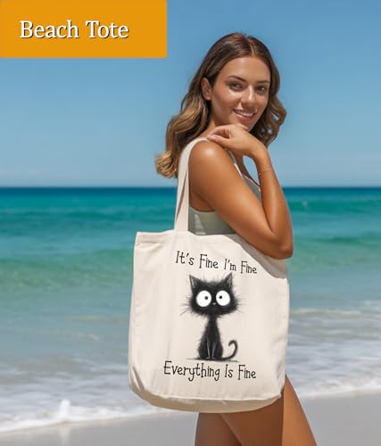 Image of Cat Gifts Tote Bag for Women Girls, Cat Lover Gifts Tote Bag for Daughter Besties, Medium Size with Inner Pocket