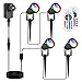 Produktbild APONUO RGB Gartenbeleuchtung 12V, 30m LED RGB Gartenscheinwerfer, Wegbeleuchtung mit Adapter, Gartenleuchte mit Fernbedienung IP66 wasserdicht (4er-Set) [Energieklasse A +++]