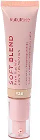 Base Líquida Soft Blend Ruby Rose Matte Média Cobertura Efeito Aveludado (F20, 30g)