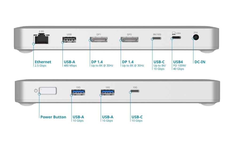 D-Link DUF-901 Docking Station USB4 9-in-1 – Hub USB-C con Doppio Display 8K, 40Gbps, LAN 2.5GbE, PD 100W, USB 3.1, USB-C, DisplayPort, Compatibile con Mac e Windows