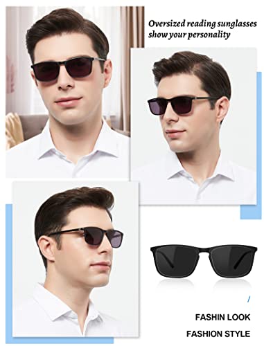 Occi Chiari Retro Oversized Reading Sunglasses Men Stylish Full Lens Sun Readers 1.0 1.25 1.5 1.75 2.0 2.25 2.5 2.75 3.0 3.5 (Black,1.50) #TOP1