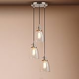 100% NEU, Klar Glas Pendelleuchte .Sockel E27, 220V, 40 Watt maximal;Größe des Deckenbalken：24 CM (Wie in der Bild zeigen)