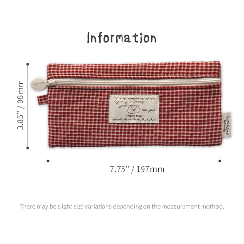 Image of Monolike Unmatched Friends Fabric Check Pencil Case Series. 2, Vintage red - Pencil Pouch, Portable Pencil Bag, Pencil Case, Office Pouch case, Cushion, Soft, Vintage