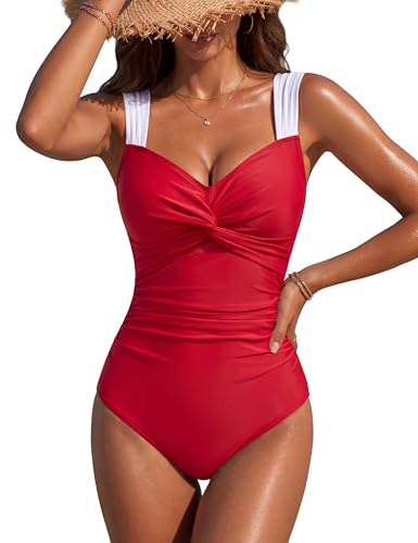 BMJL Womens One Piece Swimsuit Tummy Control Ruched Bathing Suit Retro...