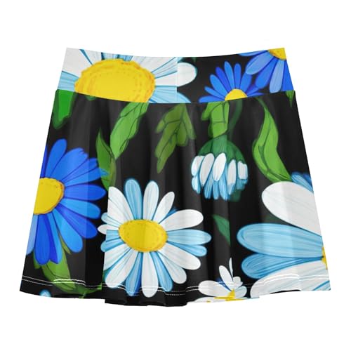 Athletic Shorts for Girls Skorts Toddler Tennis Skirts Custom Butterfly Daisy Flowers Black 3t2