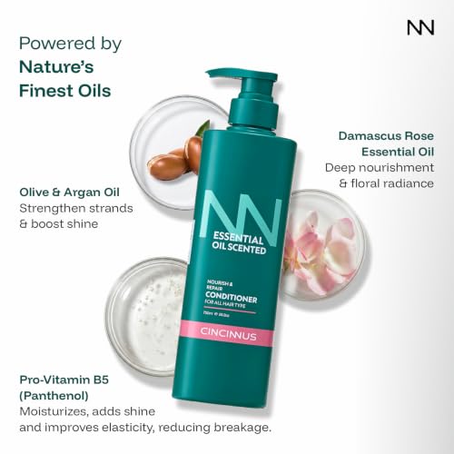 Image of Cincinnus Nourish & Repair Conditioner | Argan Oil, Tea Tree, Rosemary & Olive Oil | Strengthens & Softens Hair | Sulphate Free Anti Frizz Care for Dry Frizzy Hair (750ml)