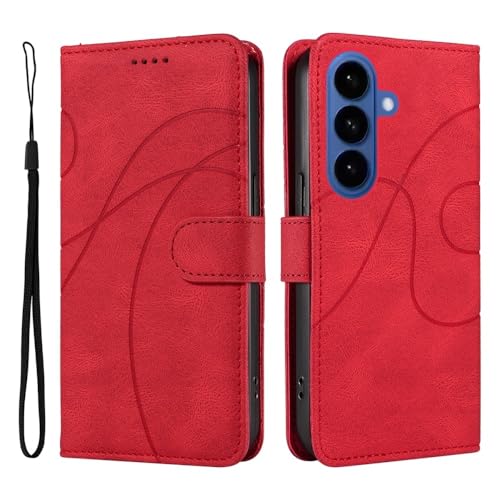Étui pour Samsung S22 Plus rouge housse de protection antichoc portefeuille