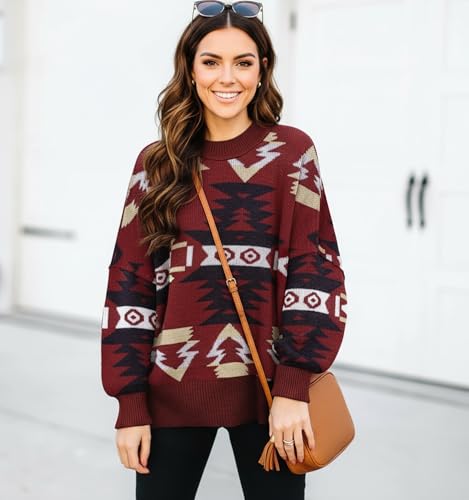 Image of Womens Oversized Sweaters Fall 2026 Fashion Clothes Colorblock Knit Tops | ETCYY Striped Sweaters For Women Trendy,Batwing Sleeve Oversized Sweater Pullover Tops,Cute,Spring Winter Fall Outfits