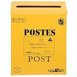 Hemobllo Vintage Wandbriefkasten aus Eisen Großer Wandmontage Briefkasten für Büro und Zuhause Stabile Metall Vorschlags und Postbox ohne Schloss Gelb