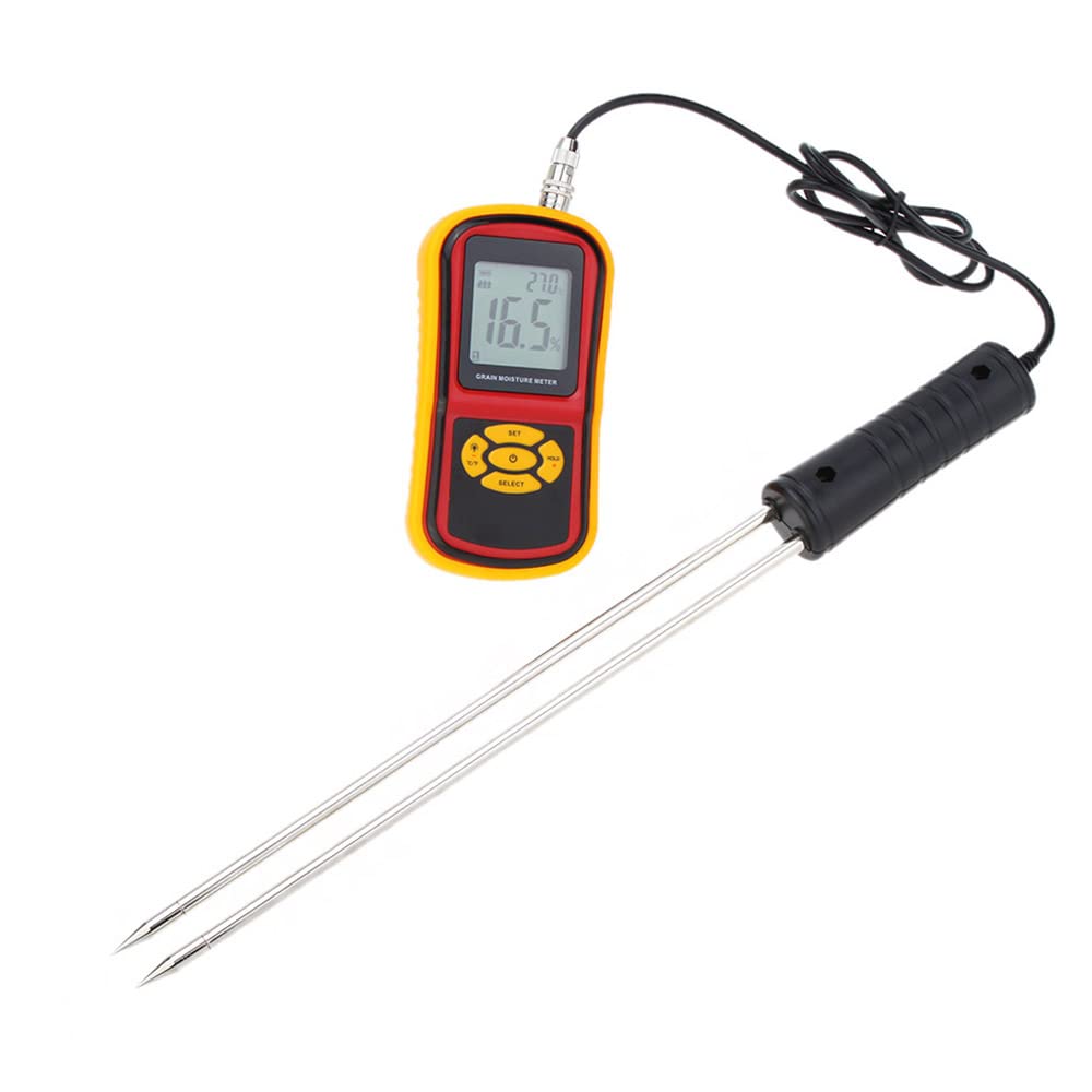 GM640 Medidor de Humedad de Grano Digital portátil Higrómetro con Pantalla LCD Sonda de medición para maíz Trigo Arroz Frijol Temperatura Humedad Probador