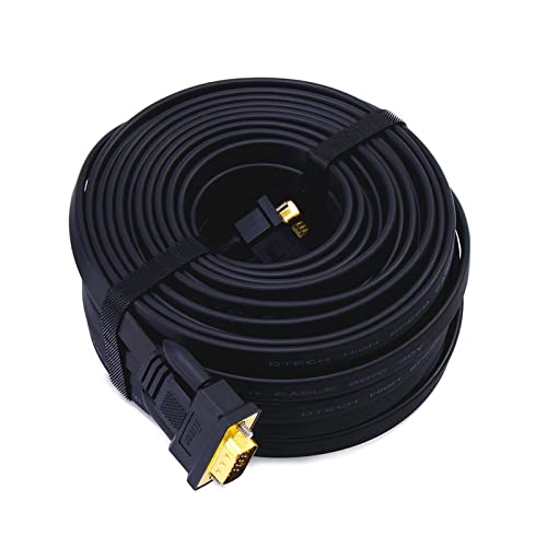 Dtech Flat Thin Vga To Vga Cable 75Ft Extra Long Male To Male 15 Pin Connector Cord For Computer To Monitor 1080P Hd Video (23 Meter, Black) #TOP4