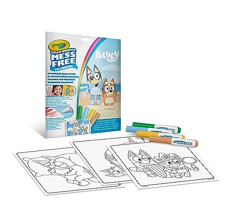 CRAYOLA - Color Wonder, Kit de coloriage avec 18 pages à colorier et 4 marqueurs Bluey, activité créative pour enfants, âge 3, 4 et 5 ans