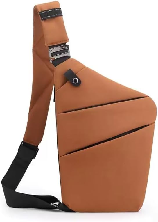 Crossbody Travel Bags for Women, Anti Theft Proof Safe Slim Sling Travel Purses, Personal Flex Shoulder Bag for Men Women Right Shoulder Brown