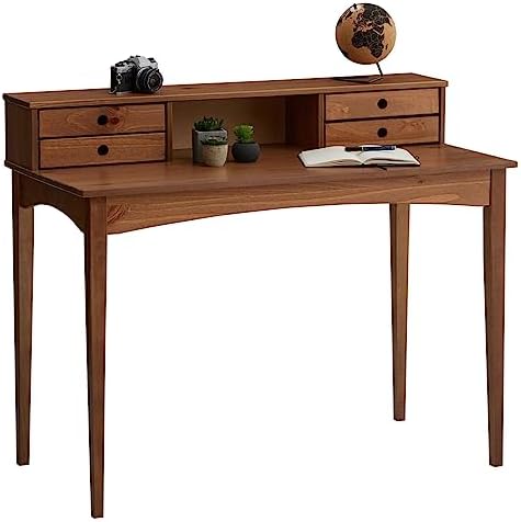IDIMEX Mesa Escrivaninha Retro Madeira Maciça 4 Gavetas 1 Nicho M...